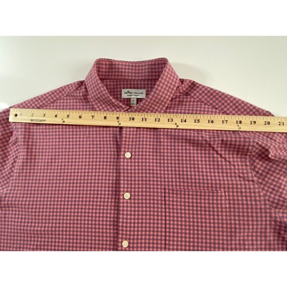 Peter Millar Summer Comfort Men’s Large Pale Rose Blue Check Long Sleeve - Picture 15 of 16